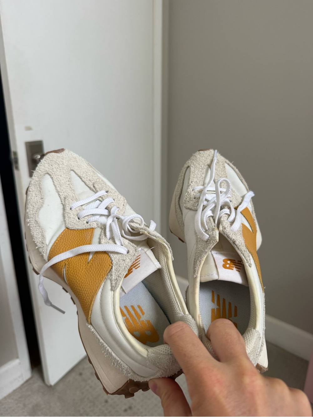 New Balance Women's White & Mustard Retro Runner Sneakers